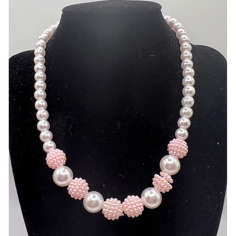 Girls Pink Pearl Necklace 17" Pageant Church‎ Spring Garden Party
